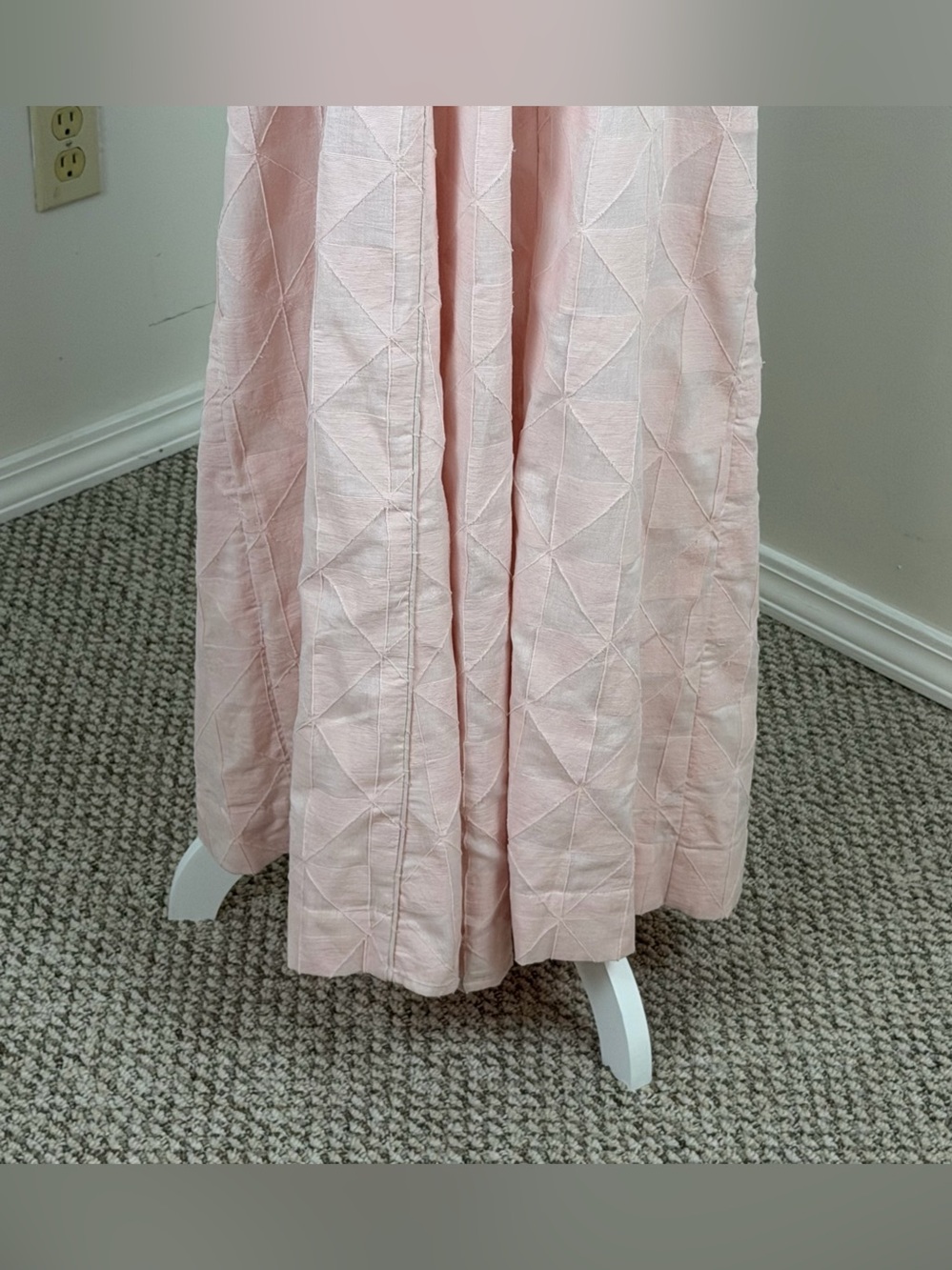 Mirth Bordeaux Caftan Rosa Maxi Dress M Jacquard Pink Cotton V-Back Tie $398 - Picture 7 of 16
